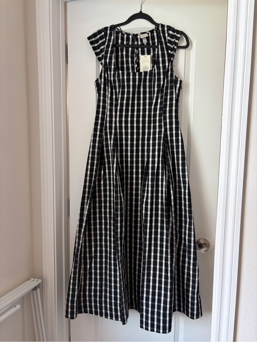 Black and White Gingham Midi Dress